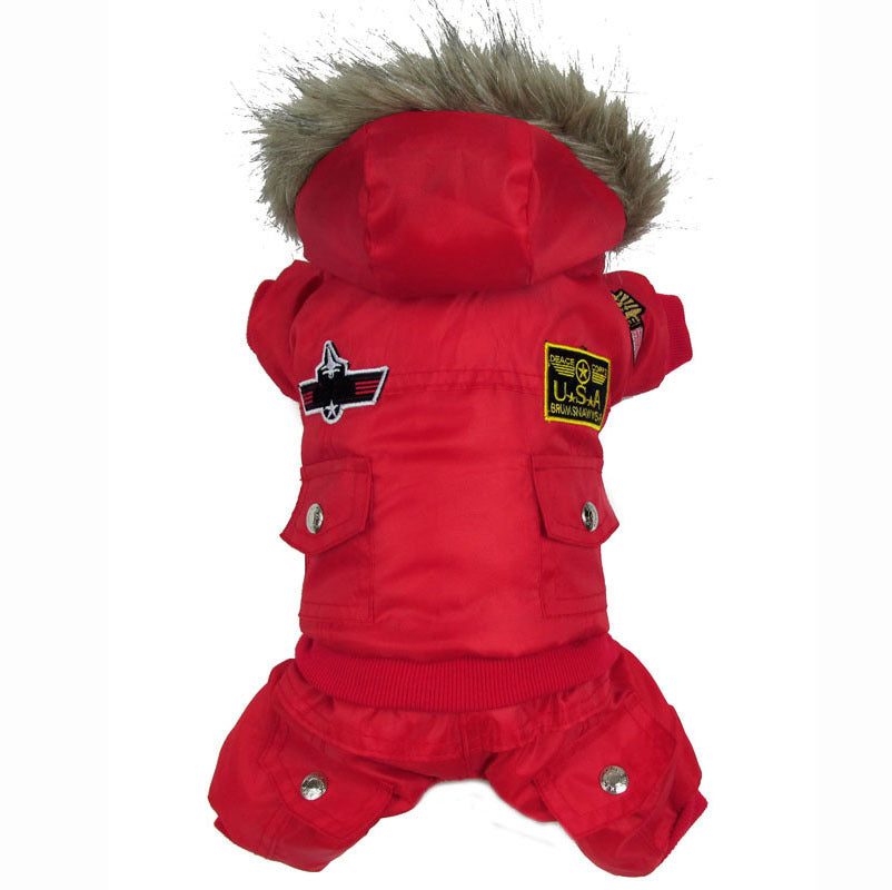 Spot Cross-Border Pet Clothes, Air Force Clothes, One-Piece Four-Legged Cotton Coat, Teddy Winter Small Size Dogs Dog Clothes