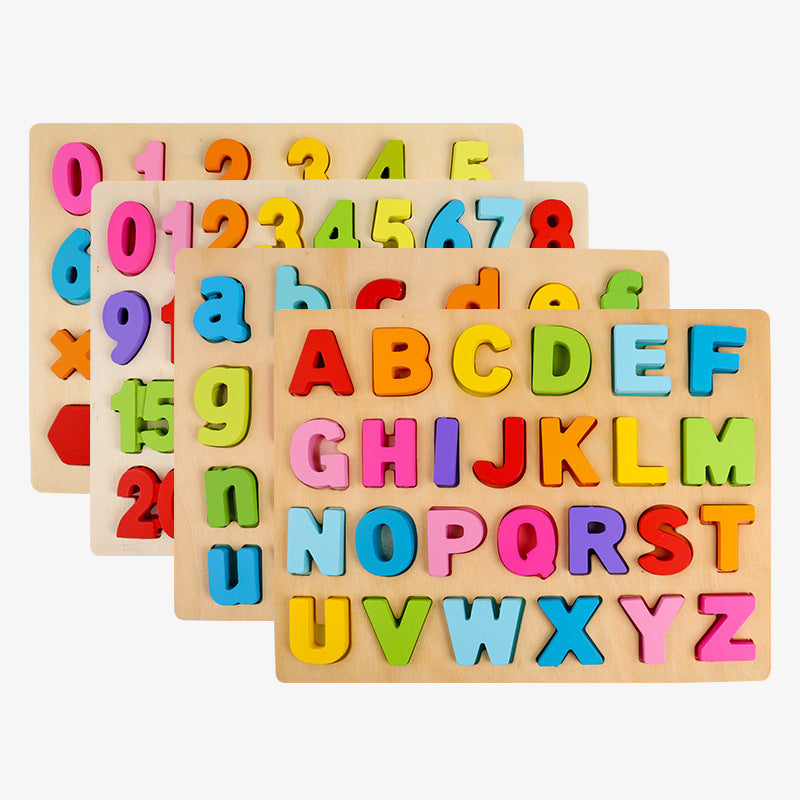 Wooden Children's Digital Alphabet Matching Board 0.3 Color Shape Cognitive Puzzle Puzzle Early Education Educational Toys