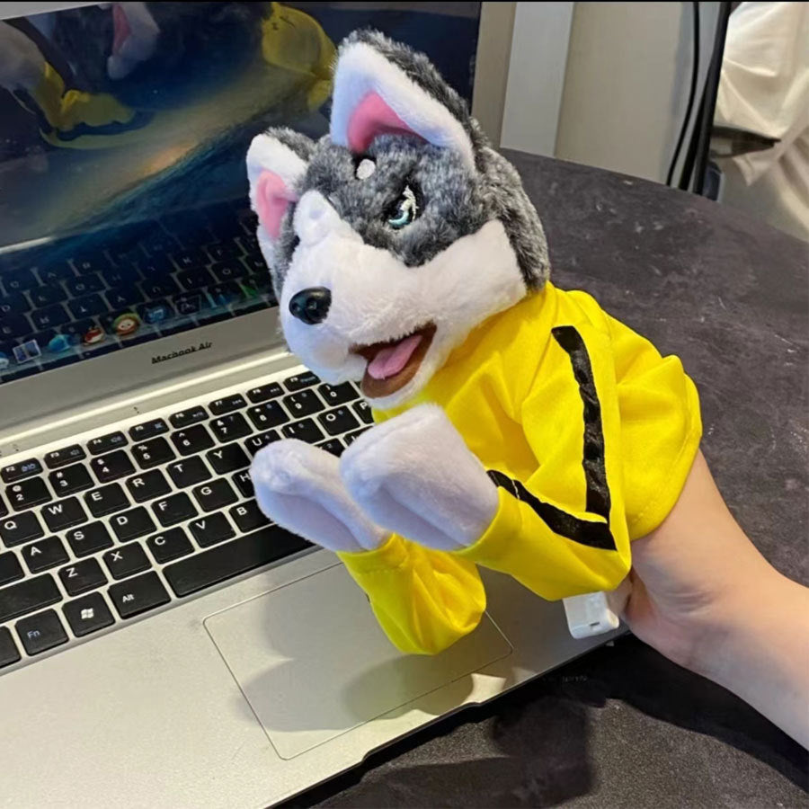 Cross-border children plush boxing husky net red doll interactive trick two ha children toy gift hand doll