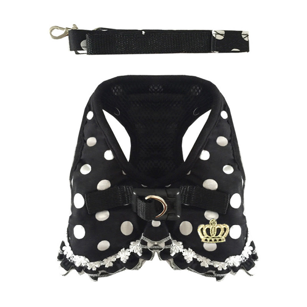 Cross-border Pet Dog Traction Rope Vest Dog Walking Rope Teddy Small Dog Wave Point Chest Strap Cat Traction Rope