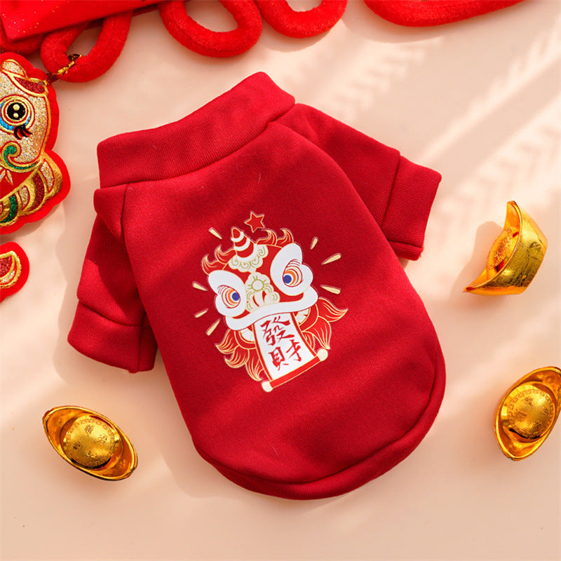 New Year's Clothing, Pet Dog and Cat Clothes, Small, Medium and Large Dog French Bulldog, Autumn and Winter Dog Clothing, Cat Supplies, Factory Direct Sales