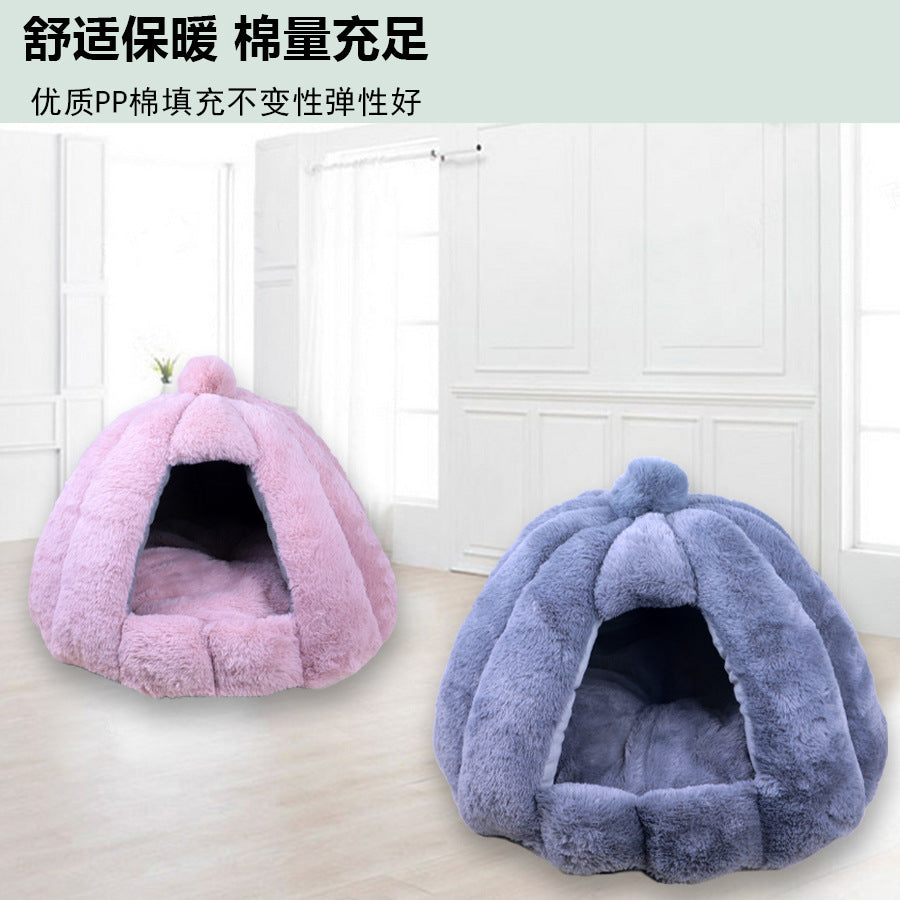 Winter warm cat kennel rabbit velvet kennel small dog kennel closed winter yurt plush pet kennel kennel