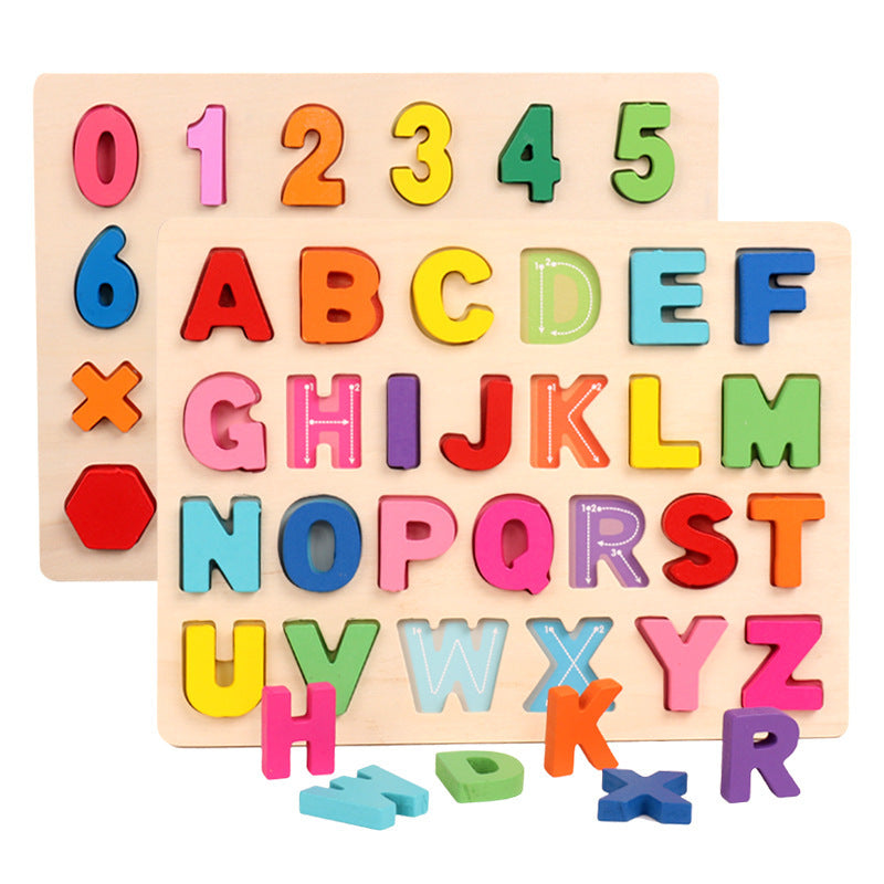 Wooden Children's Digital Alphabet Matching Board 0.3 Color Shape Cognitive Puzzle Puzzle Early Education Educational Toys