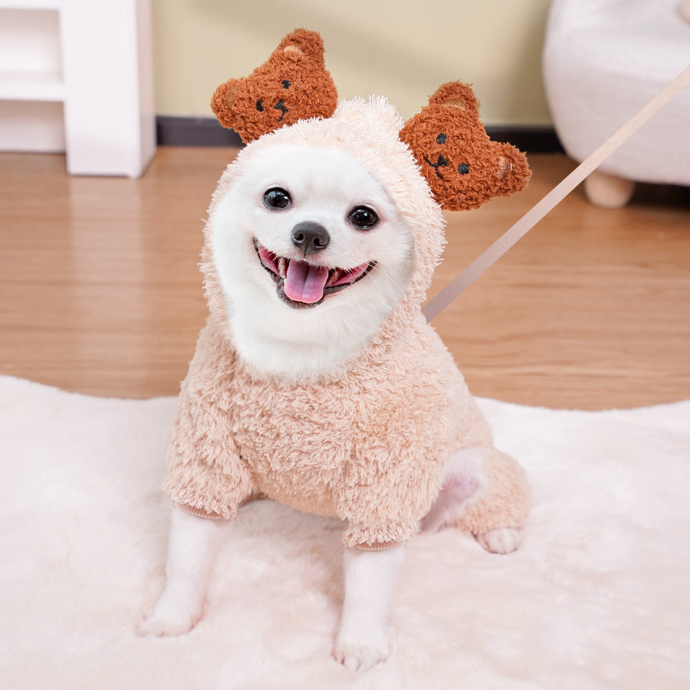 Autumn and Winter Small Size Dogs Dog Clothes Pet Cat Four-Legged Winter Clothes Bear French Bulldog Puppy Teddy Cat and Dog Supplies
