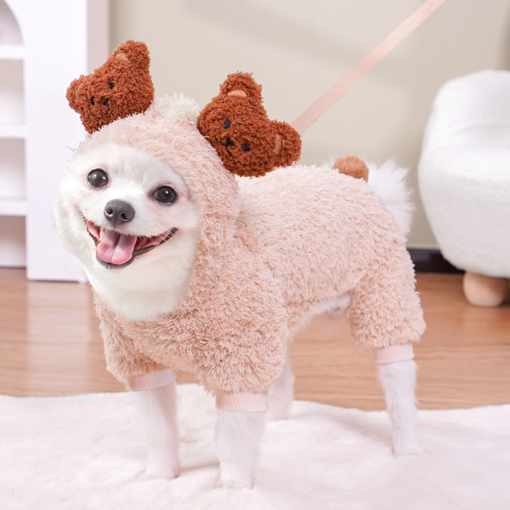 Autumn and Winter Small Size Dogs Dog Clothes Pet Cat Four-Legged Winter Clothes Bear French Bulldog Puppy Teddy Cat and Dog Supplies