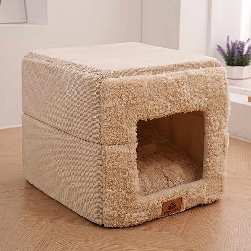 Cross-Border Winter Cat Nest, Warm and Comfortable Semi-Enclosed Pet Nest, Warm Home Indoor Thickened Safe Cat Nest