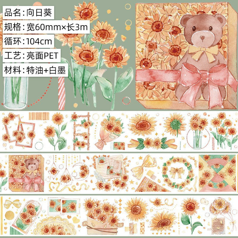 New pet Journal tape flower special material autumn letter simple full roll material shell optical flow hemp Journal tape