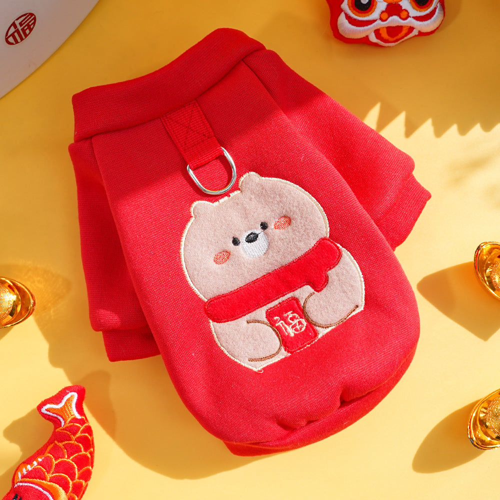 New Year's Clothing, Pet Dog and Cat Clothes, Small, Medium and Large Dog French Bulldog, Autumn and Winter Dog Clothing, Cat Supplies, Factory Direct Sales