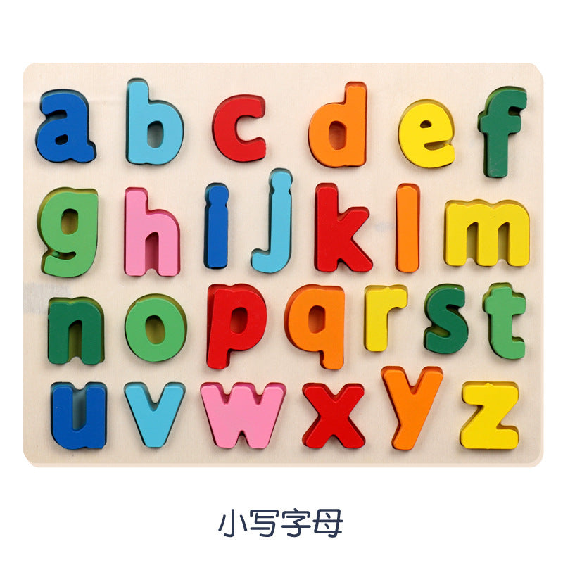 Wooden Children's Digital Alphabet Matching Board 0.3 Color Shape Cognitive Puzzle Puzzle Early Education Educational Toys