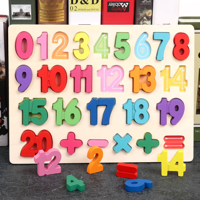 Wooden Children's Digital Alphabet Matching Board 0.3 Color Shape Cognitive Puzzle Puzzle Early Education Educational Toys