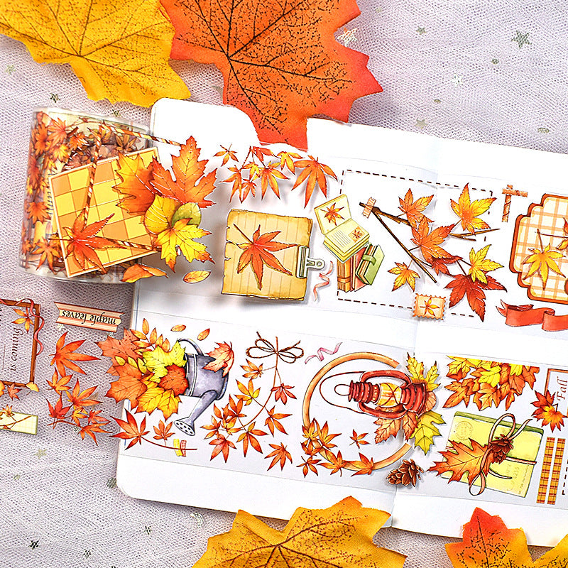 New pet Journal tape flower special material autumn letter simple full roll material shell optical flow hemp Journal tape