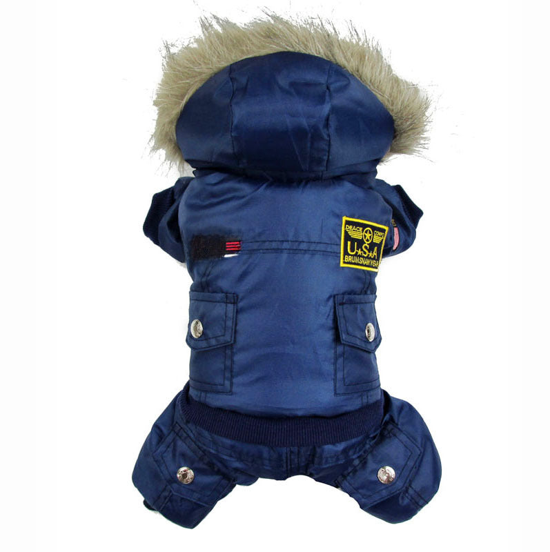 Spot Cross-Border Pet Clothes, Air Force Clothes, One-Piece Four-Legged Cotton Coat, Teddy Winter Small Size Dogs Dog Clothes