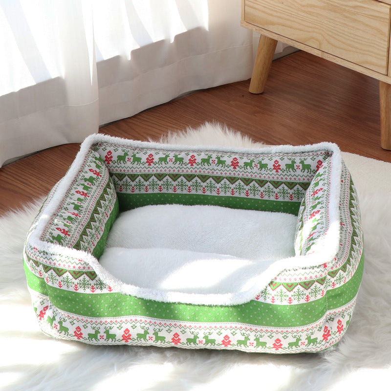 Christmas Pet Cat Bed Mat, Dog Bed, Pet Nest, Winter Dog Mat, Thickened Mat for Small and Medium-Sized Dogs