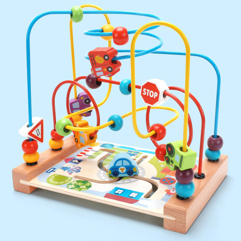 Children's Animal Bead Drag Car Multi-functional Drag Walking Car for Boys and Girls Baby 0-3 Years Old Wooden Toys