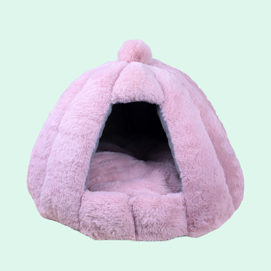 Winter warm cat kennel rabbit velvet kennel small dog kennel closed winter yurt plush pet kennel kennel