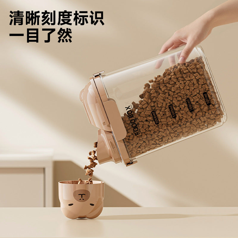 Sealed Can Household Food-Grade Pet Cat Food Storage Can Multi-Functional Large-Capacity Transparent Fresh-Keeping Grain Can with Lid
