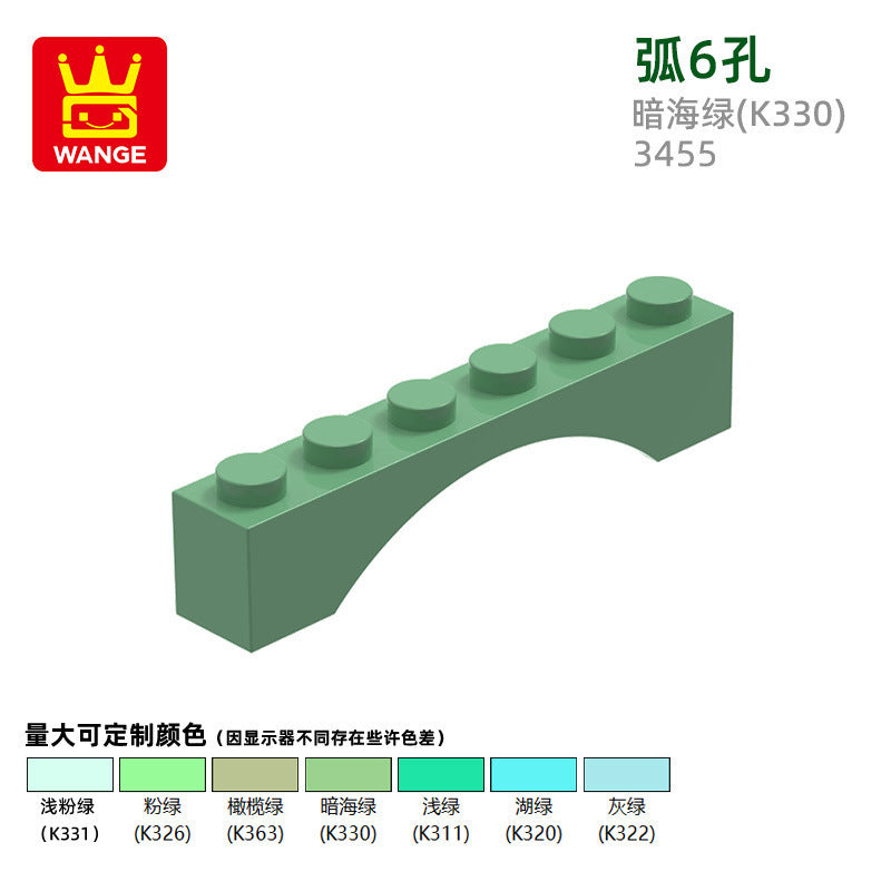 Wange diy small particle domestic building blocks compatible with 3455 assembled parts arc 6 hole science education toy accessories wholesale