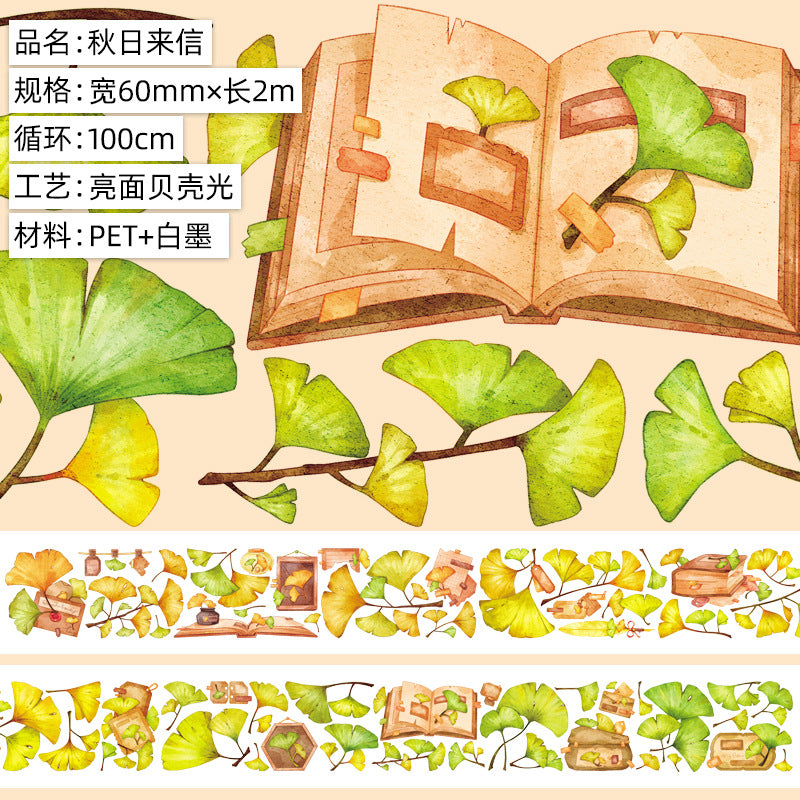 New pet Journal tape flower special material autumn letter simple full roll material shell optical flow hemp Journal tape