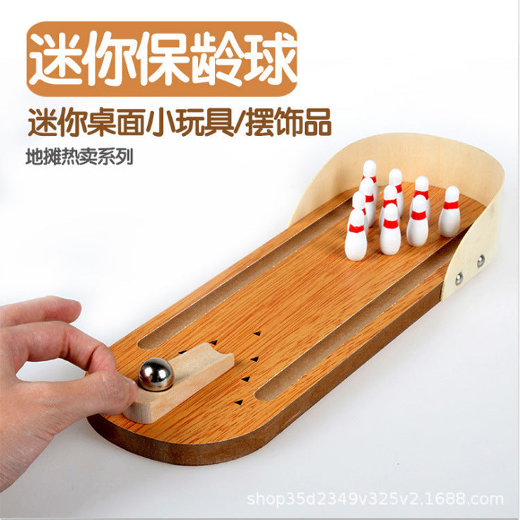 Cross-Border Children's Gifts Wholesale Wooden Mini Desktop Bowling Set Game Parent-Child Interactive Educational Toys
