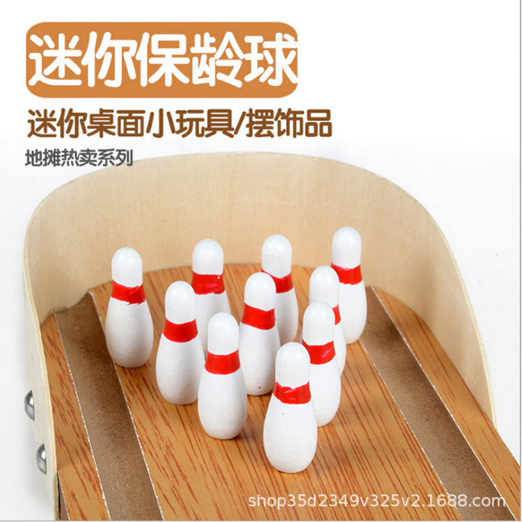 Cross-Border Children's Gifts Wholesale Wooden Mini Desktop Bowling Set Game Parent-Child Interactive Educational Toys
