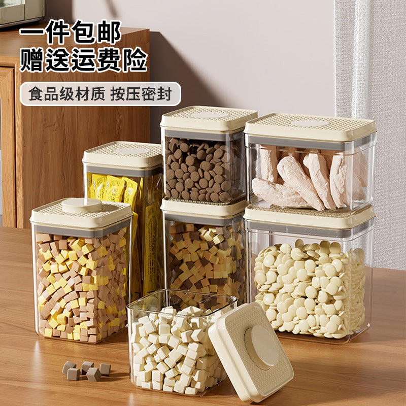 Cat Food Storage Tank, Household Moisture-Proof Pet Snack Storage Tank, Large-Capacity Cat Feed Sealed Tank, Plastic