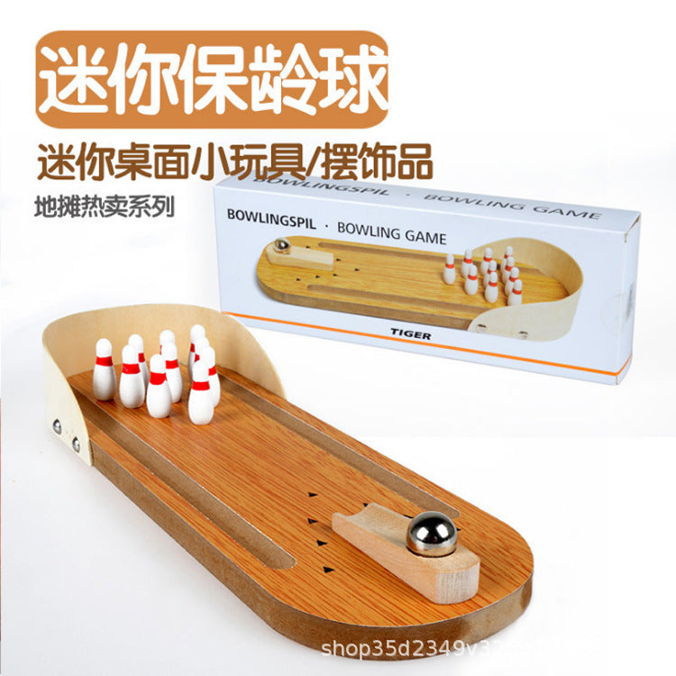 Cross-Border Children's Gifts Wholesale Wooden Mini Desktop Bowling Set Game Parent-Child Interactive Educational Toys