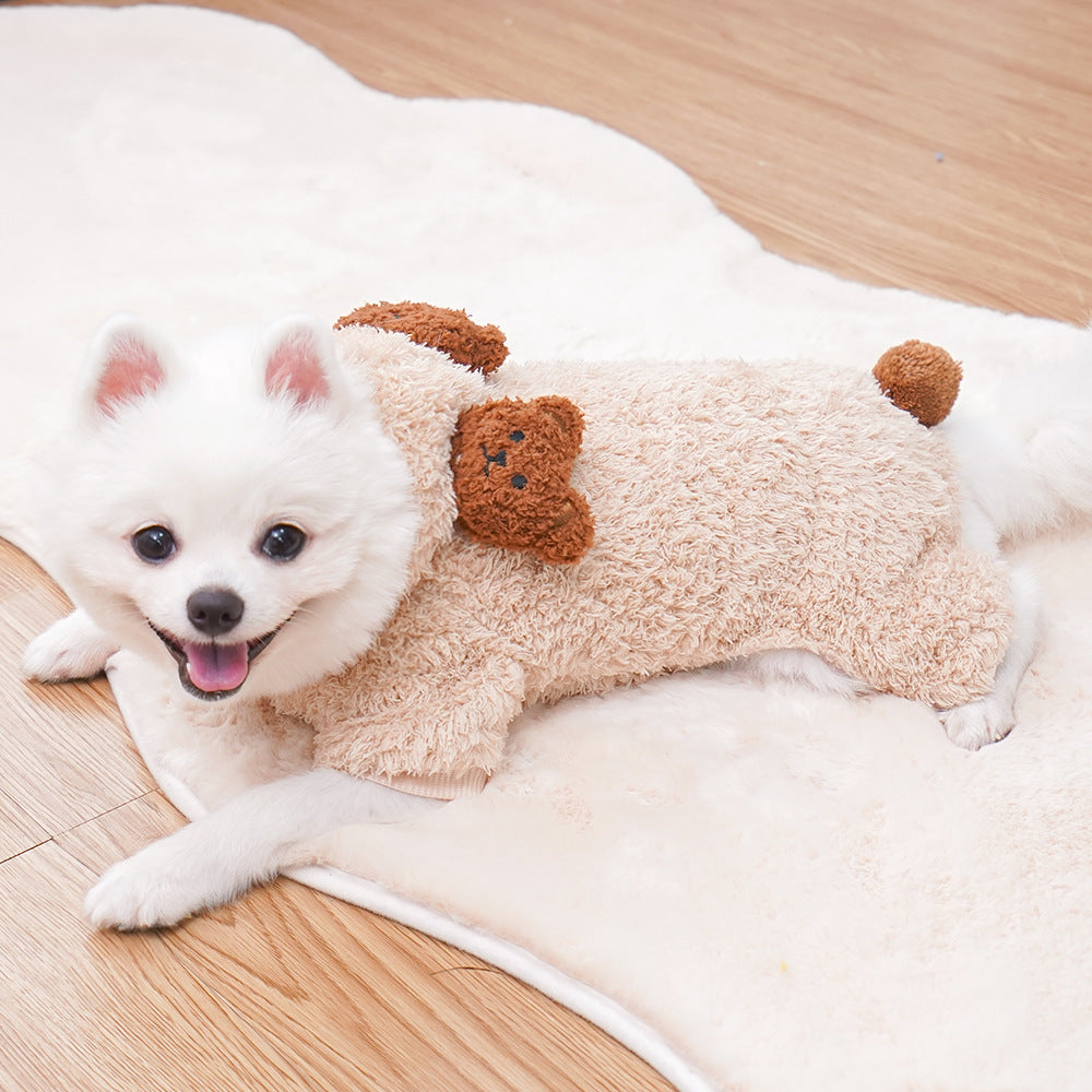 Autumn and Winter Small Size Dogs Dog Clothes Pet Cat Four-Legged Winter Clothes Bear French Bulldog Puppy Teddy Cat and Dog Supplies
