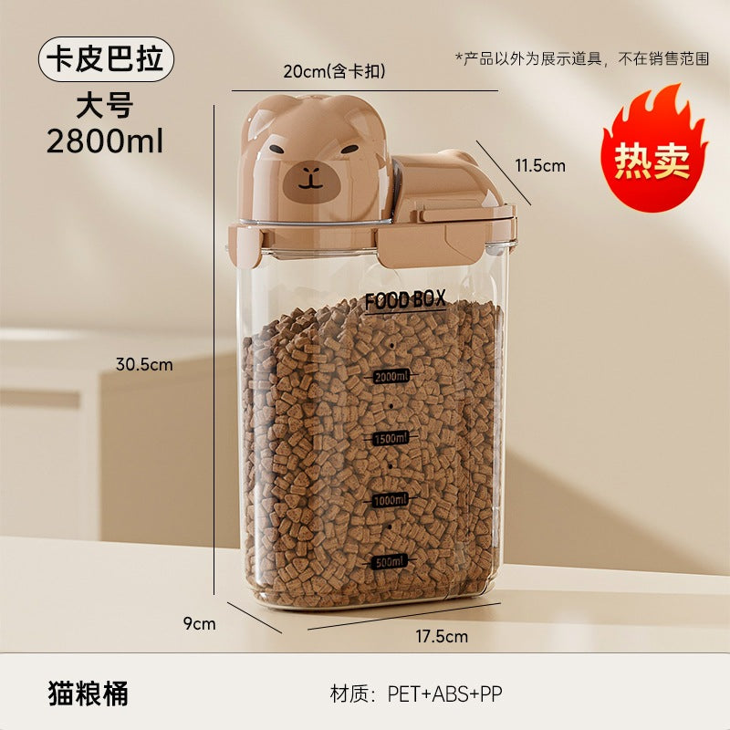 Sealed Can Household Food-Grade Pet Cat Food Storage Can Multi-Functional Large-Capacity Transparent Fresh-Keeping Grain Can with Lid