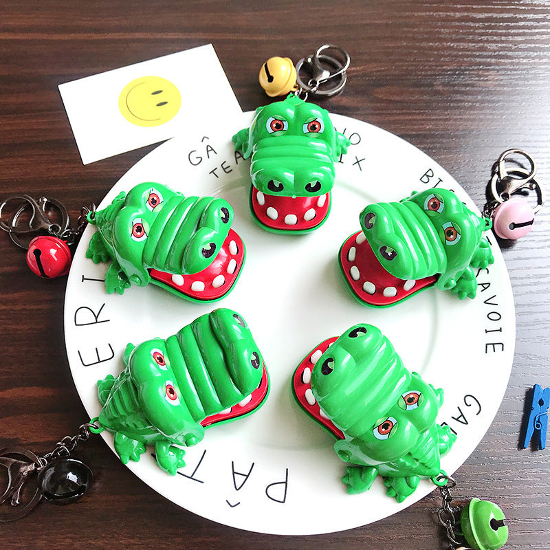 Creative crocodile bite toy keychain trick cartoon schoolbag pendant exquisite children's personality small toys wholesale
