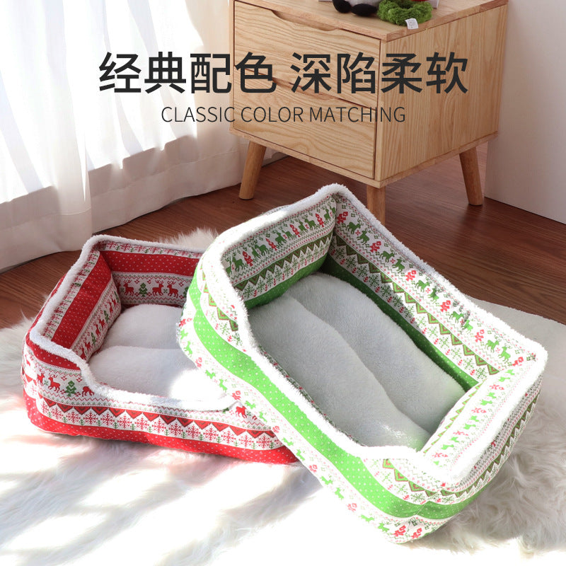 Christmas Pet Cat Bed Mat, Dog Bed, Pet Nest, Winter Dog Mat, Thickened Mat for Small and Medium-Sized Dogs