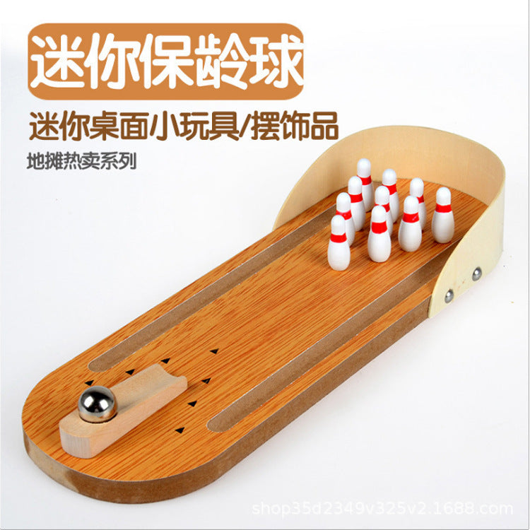 Cross-Border Children's Gifts Wholesale Wooden Mini Desktop Bowling Set Game Parent-Child Interactive Educational Toys