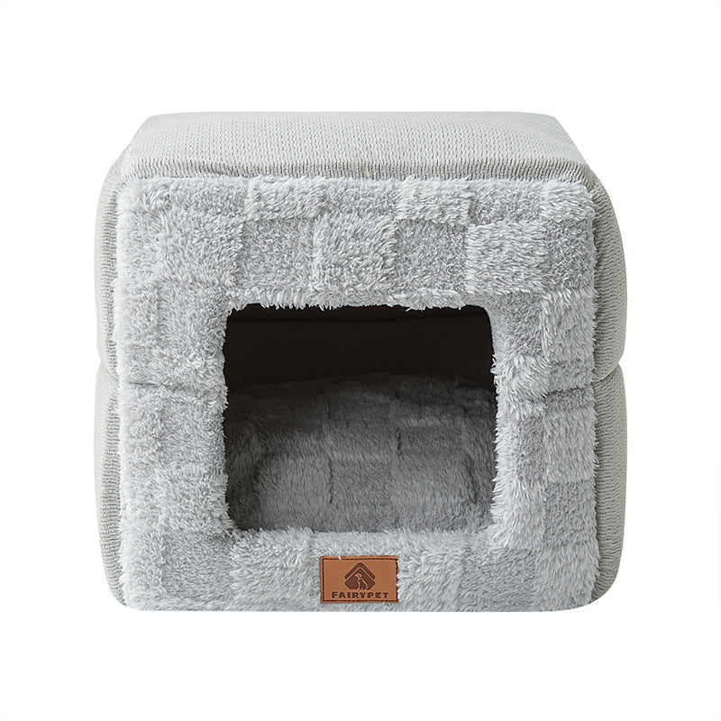 Cross-Border Winter Cat Nest, Warm and Comfortable Semi-Enclosed Pet Nest, Warm Home Indoor Thickened Safe Cat Nest