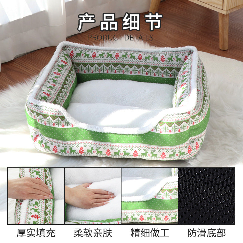 Christmas Pet Cat Bed Mat, Dog Bed, Pet Nest, Winter Dog Mat, Thickened Mat for Small and Medium-Sized Dogs