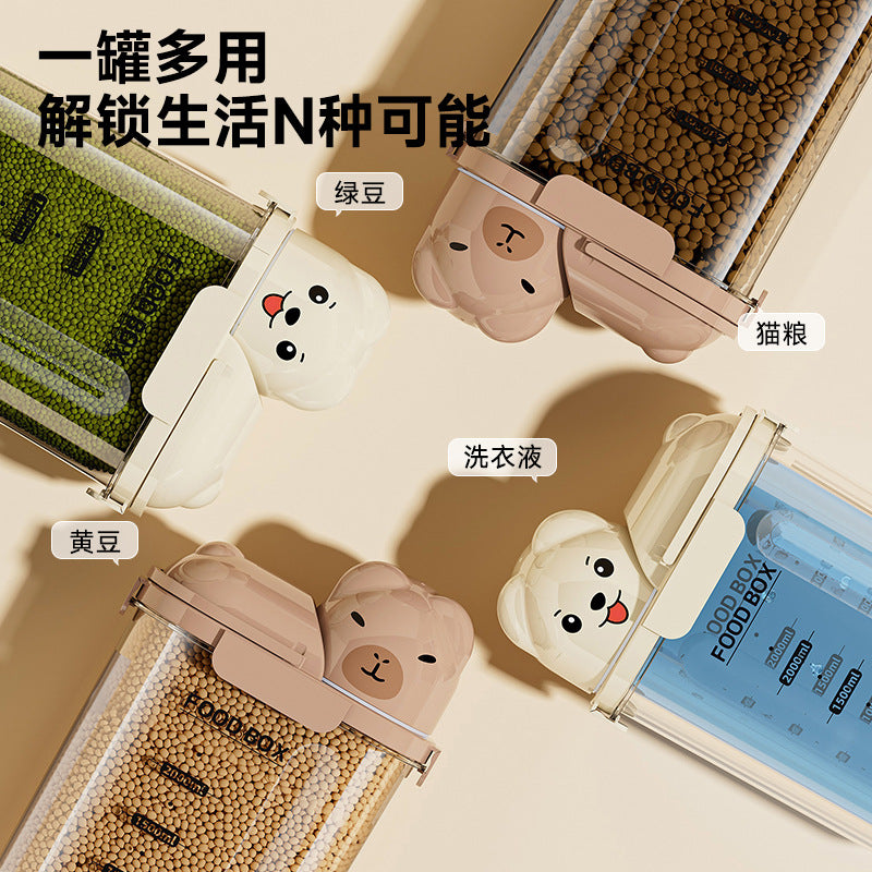 Sealed Can Household Food-Grade Pet Cat Food Storage Can Multi-Functional Large-Capacity Transparent Fresh-Keeping Grain Can with Lid