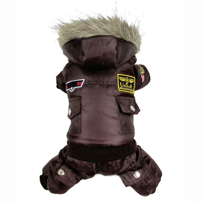 Spot Cross-Border Pet Clothes, Air Force Clothes, One-Piece Four-Legged Cotton Coat, Teddy Winter Small Size Dogs Dog Clothes