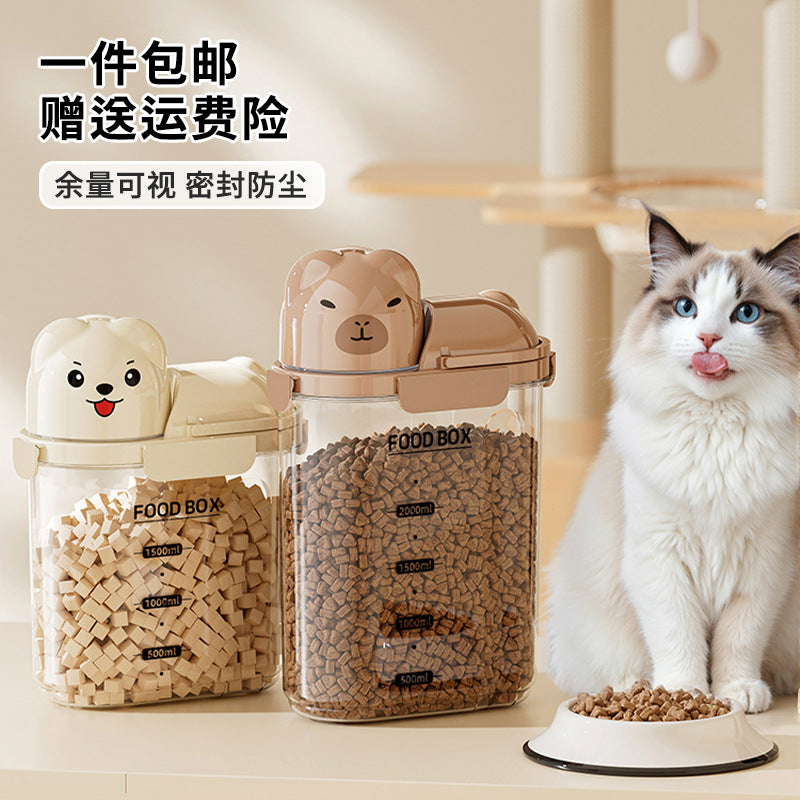 Sealed Can Household Food-Grade Pet Cat Food Storage Can Multi-Functional Large-Capacity Transparent Fresh-Keeping Grain Can with Lid
