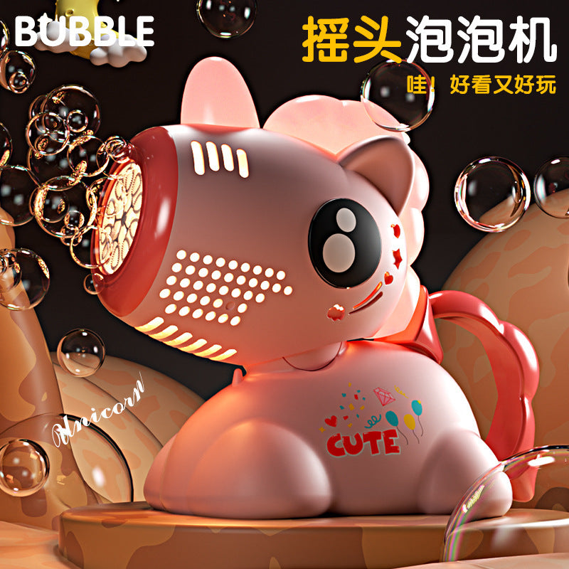 New net red shaking head unicorn automatic bubble machine children's hand-held bubble gun stick toy stall wholesale