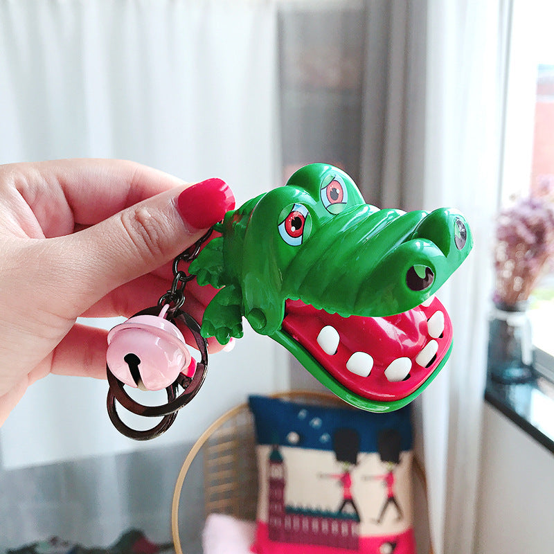 Creative crocodile bite toy keychain trick cartoon schoolbag pendant exquisite children's personality small toys wholesale