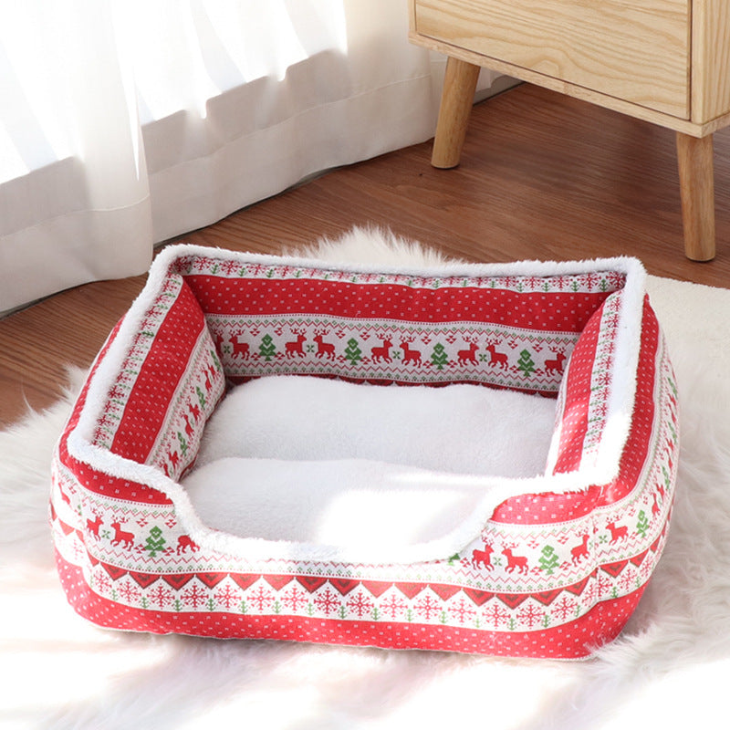 Christmas Pet Cat Bed Mat, Dog Bed, Pet Nest, Winter Dog Mat, Thickened Mat for Small and Medium-Sized Dogs