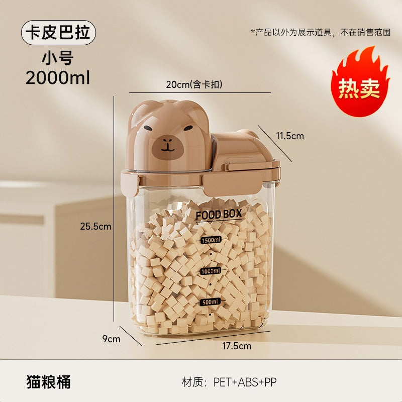 Sealed Can Household Food-Grade Pet Cat Food Storage Can Multi-Functional Large-Capacity Transparent Fresh-Keeping Grain Can with Lid
