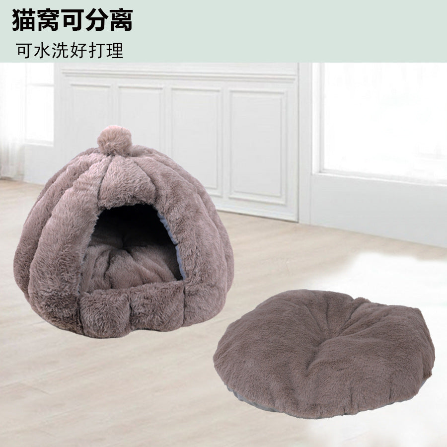 Winter warm cat kennel rabbit velvet kennel small dog kennel closed winter yurt plush pet kennel kennel