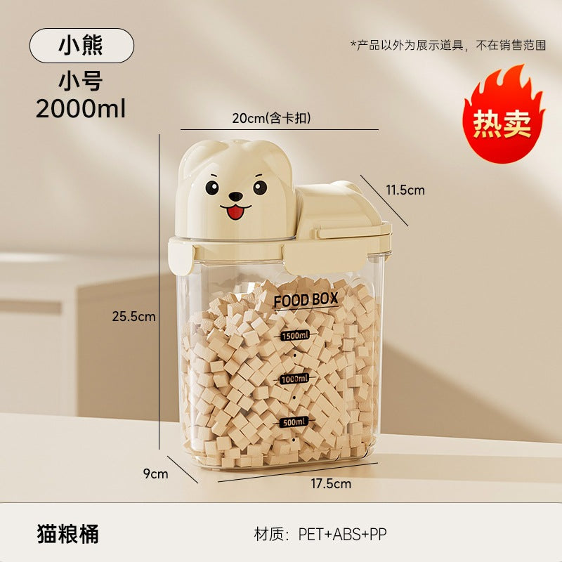 Sealed Can Household Food-Grade Pet Cat Food Storage Can Multi-Functional Large-Capacity Transparent Fresh-Keeping Grain Can with Lid