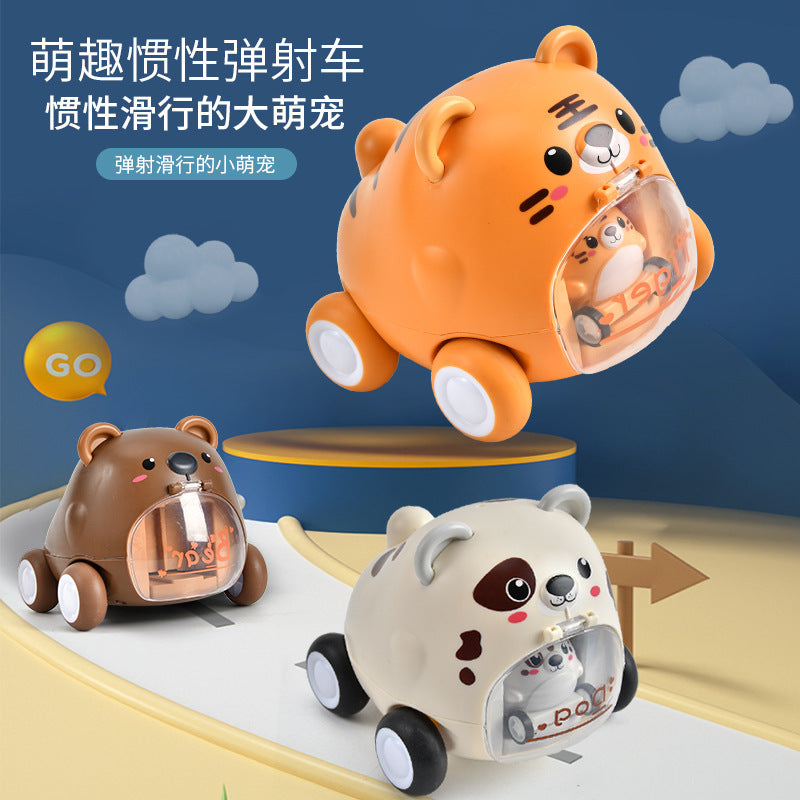 Explosions of children's toys cartoon tiger cute pet inertia force ejection toy car hot supply wholesale generation