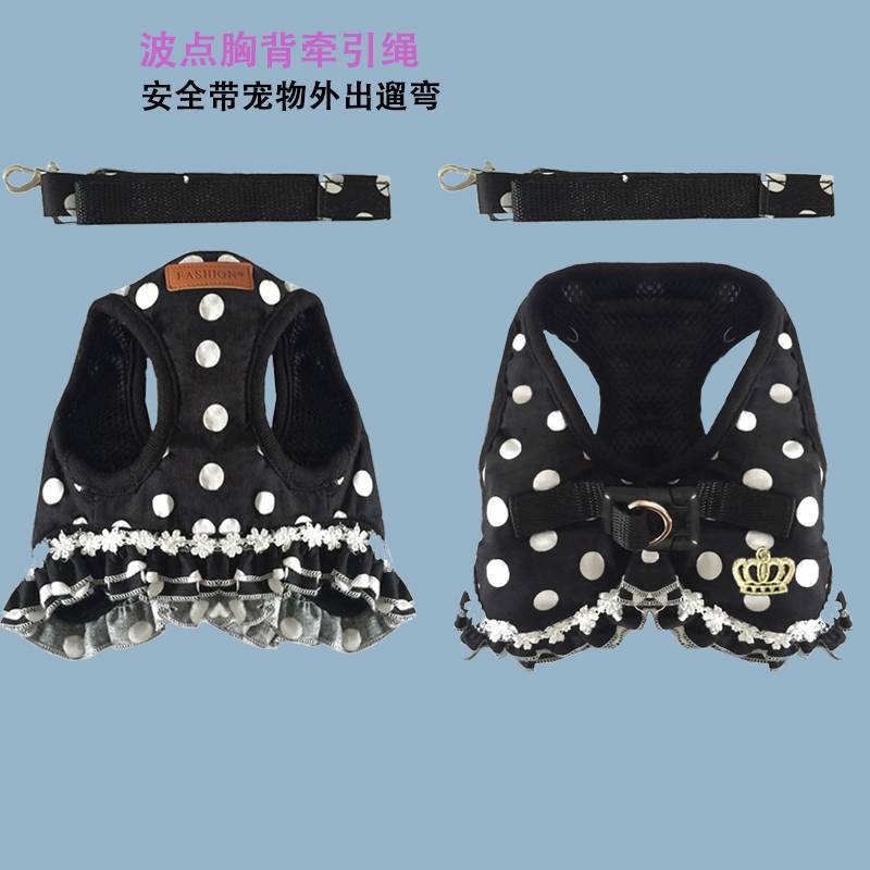 Cross-border Pet Dog Traction Rope Vest Dog Walking Rope Teddy Small Dog Wave Point Chest Strap Cat Traction Rope