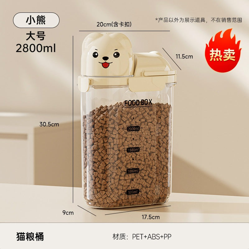 Sealed Can Household Food-Grade Pet Cat Food Storage Can Multi-Functional Large-Capacity Transparent Fresh-Keeping Grain Can with Lid