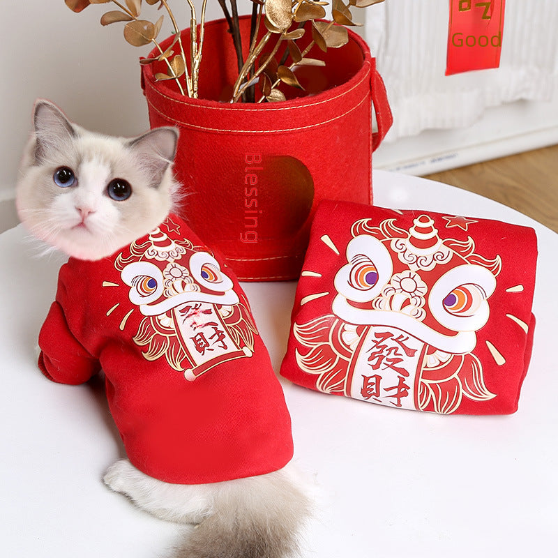 New Year's Clothing, Pet Dog and Cat Clothes, Small, Medium and Large Dog French Bulldog, Autumn and Winter Dog Clothing, Cat Supplies, Factory Direct Sales
